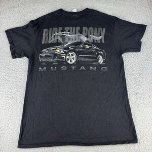 Mustang Legendary Muscle Racing Speedway Black Large T-Shirt Vintage Y2k